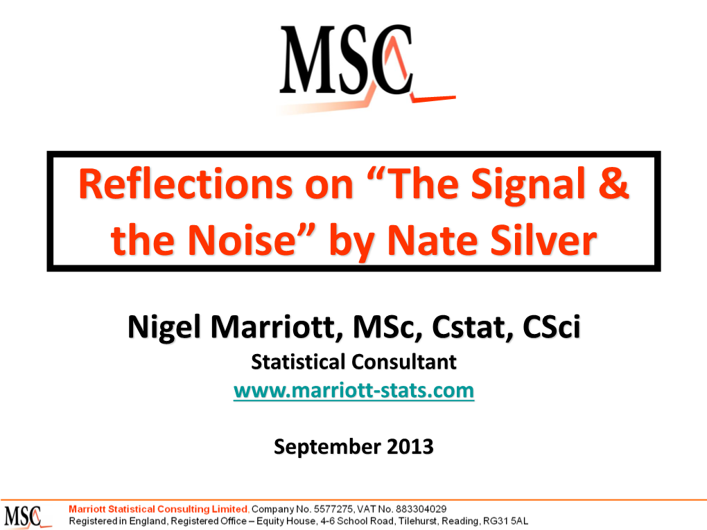 Reflections on “The Signal & the Noise” by Nate Silver