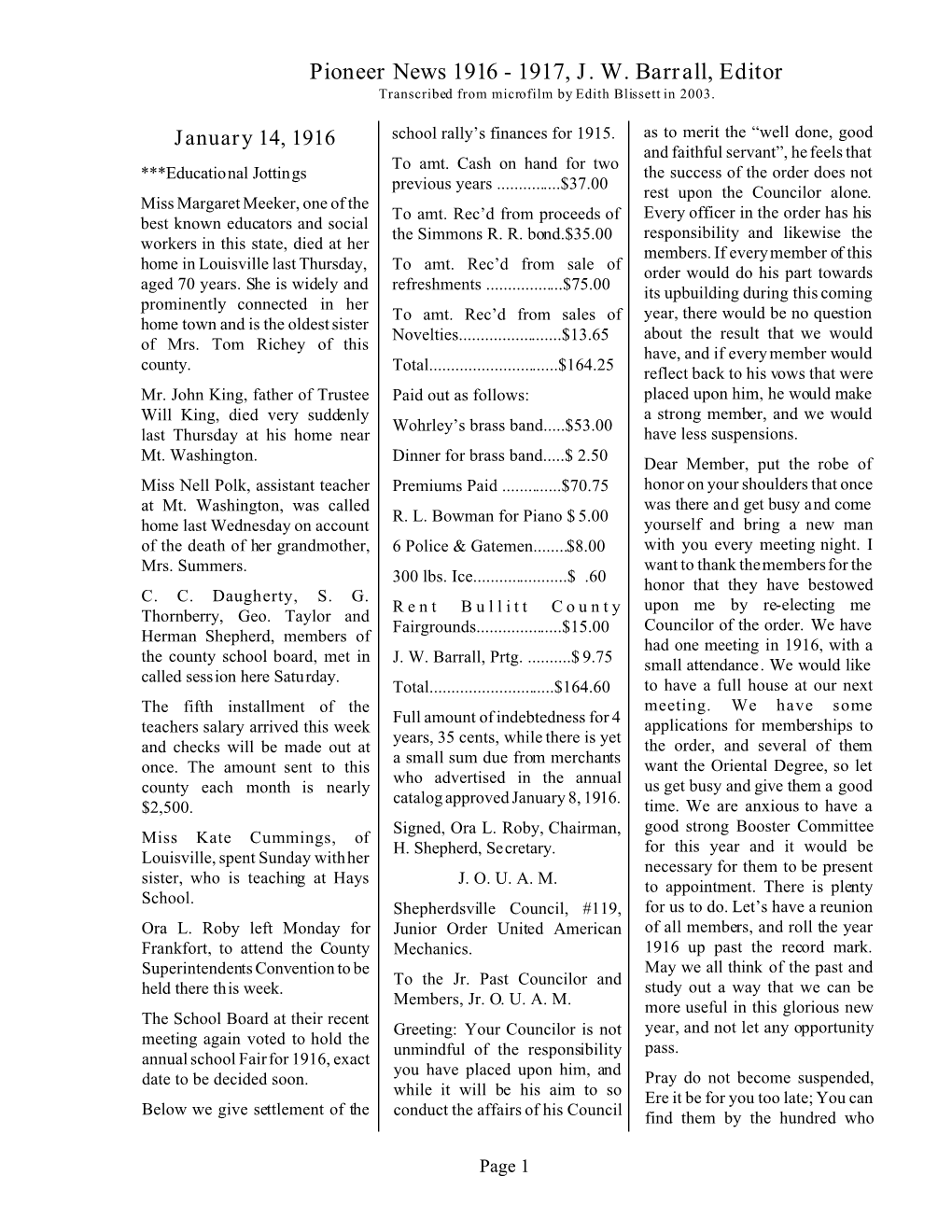 Pioneer News 1916 - 1917, J