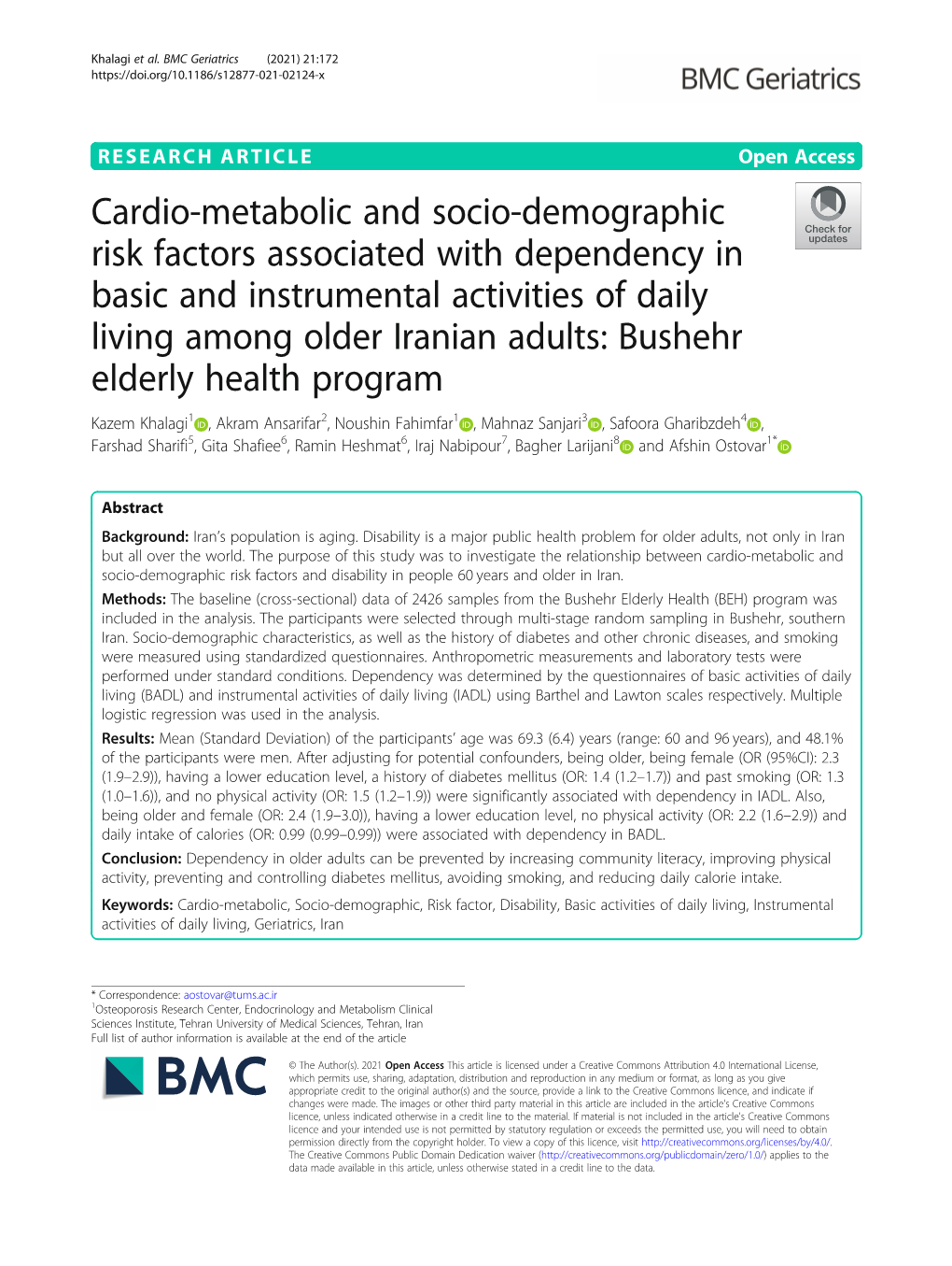 Cardio-Metabolic and Socio-Demographic Risk Factors
