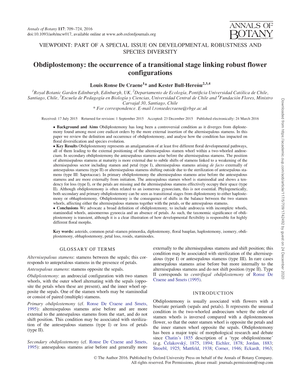 Obdiplostemony: the Occurrence of a Transitional Stage Linking Robust Flower Configurations