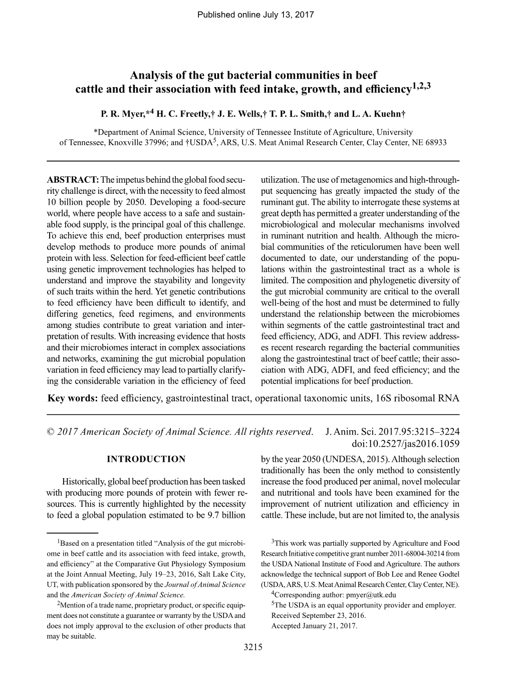 Analysis of the Gut Bacterial Communities in Beef Cattle and Their Association with Feed Intake, Growth, and Efficiency1,2,3