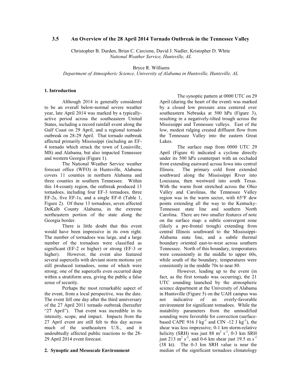 3.5 an Overview of the 28 April 2014 Tornado Outbreak in the Tennessee Valley