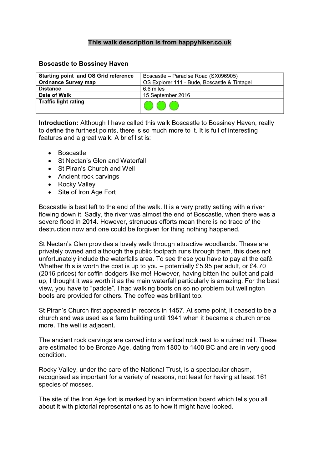 This Walk Description Is from Happyhiker.Co.Uk Boscastle to Bossiney Haven Introduction: Although I Have Called This Walk Boscas