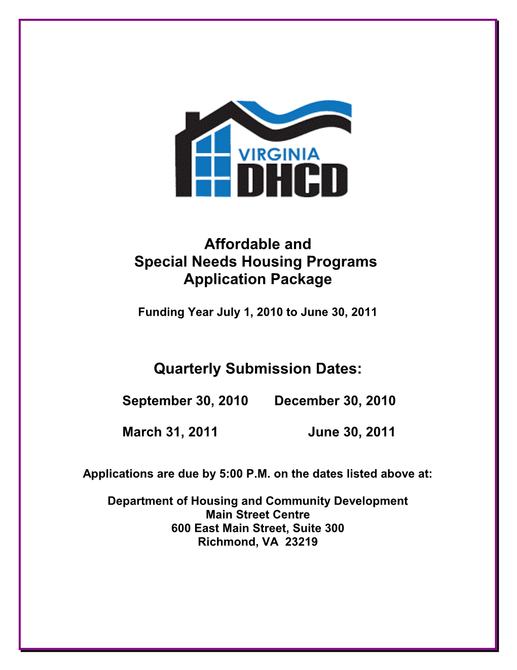 HOME Affordable and Special Needs Housing Application