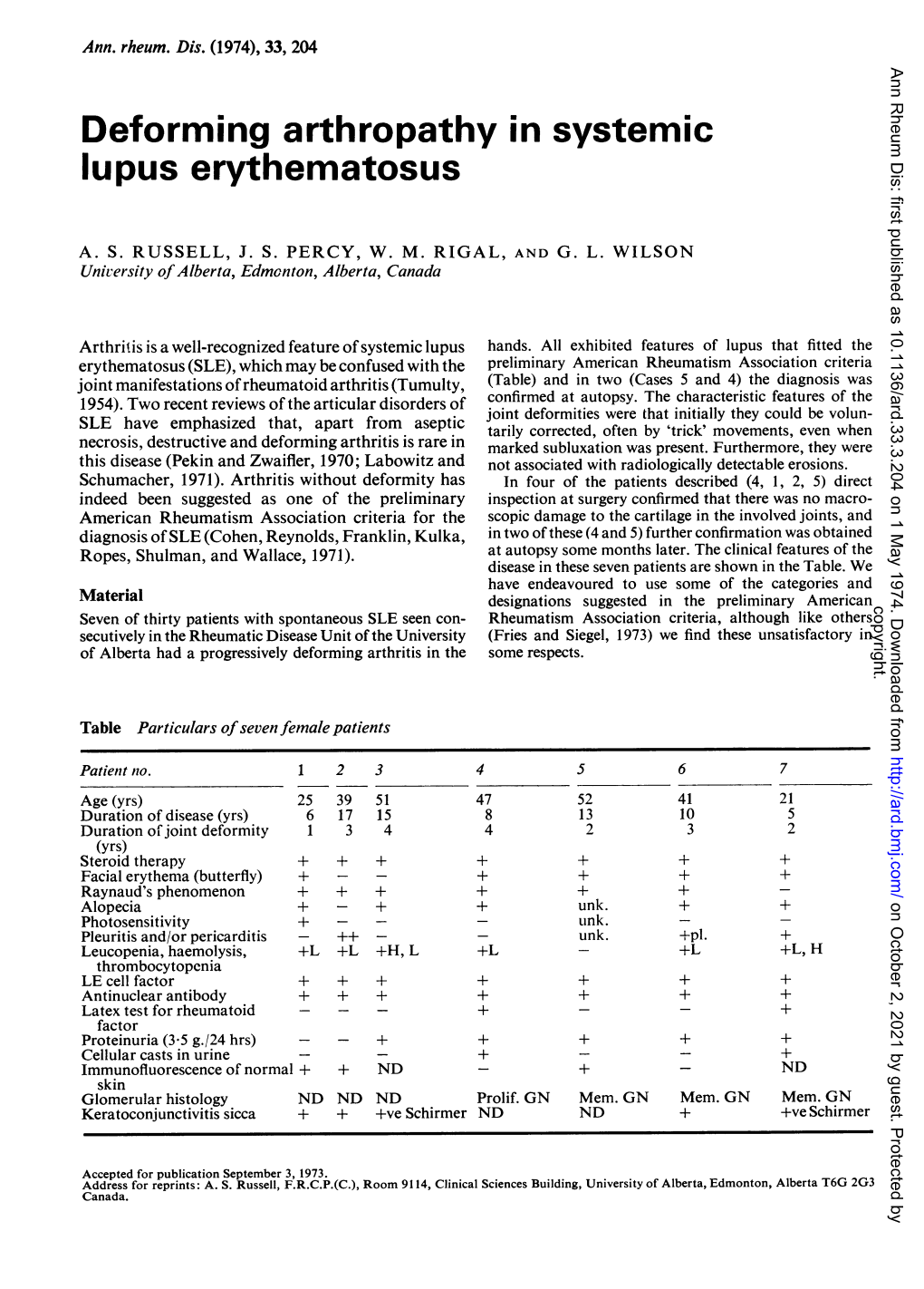 Deforming Arthropathy in Systemic Lupus Erythematosus