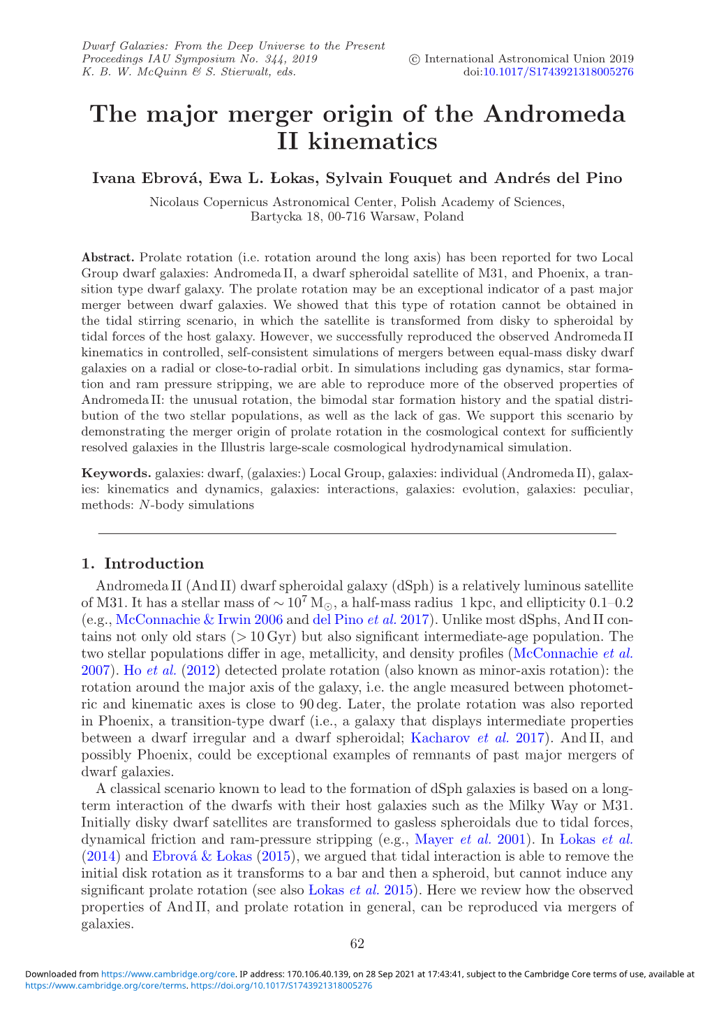 The Major Merger Origin of the Andromeda II Kinematics