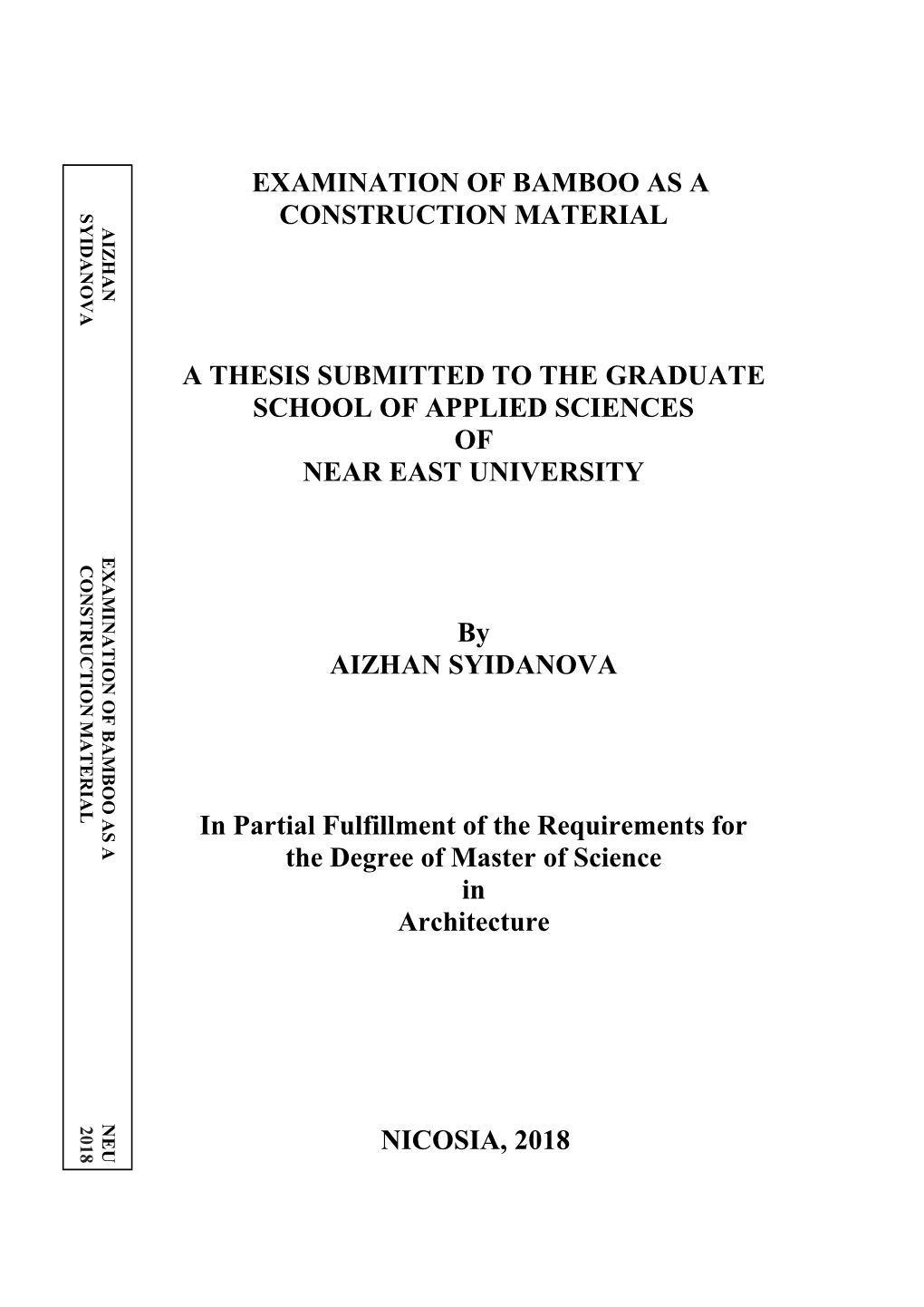 Examination of Bamboo As a Construction Material A