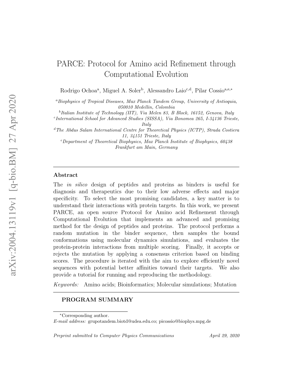 PARCE: Protocol for Amino Acid Refinement Through Computational