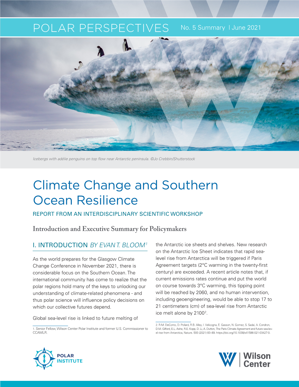 Climate Change and Southern Ocean Resilience REPORT from an INTERDISCIPLINARY SCIENTIFIC WORKSHOP