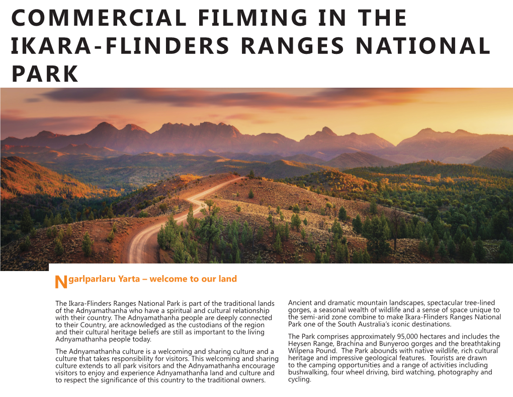Ikara-Flinders Ranges National Park Commercial Filming And