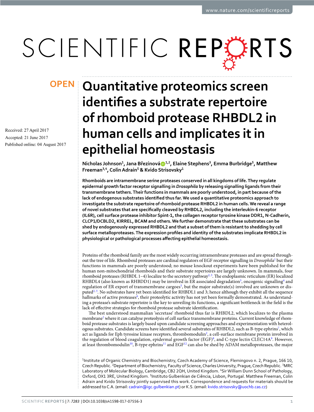 Quantitative Proteomics Screen Identifies a Substrate Repertoire Of