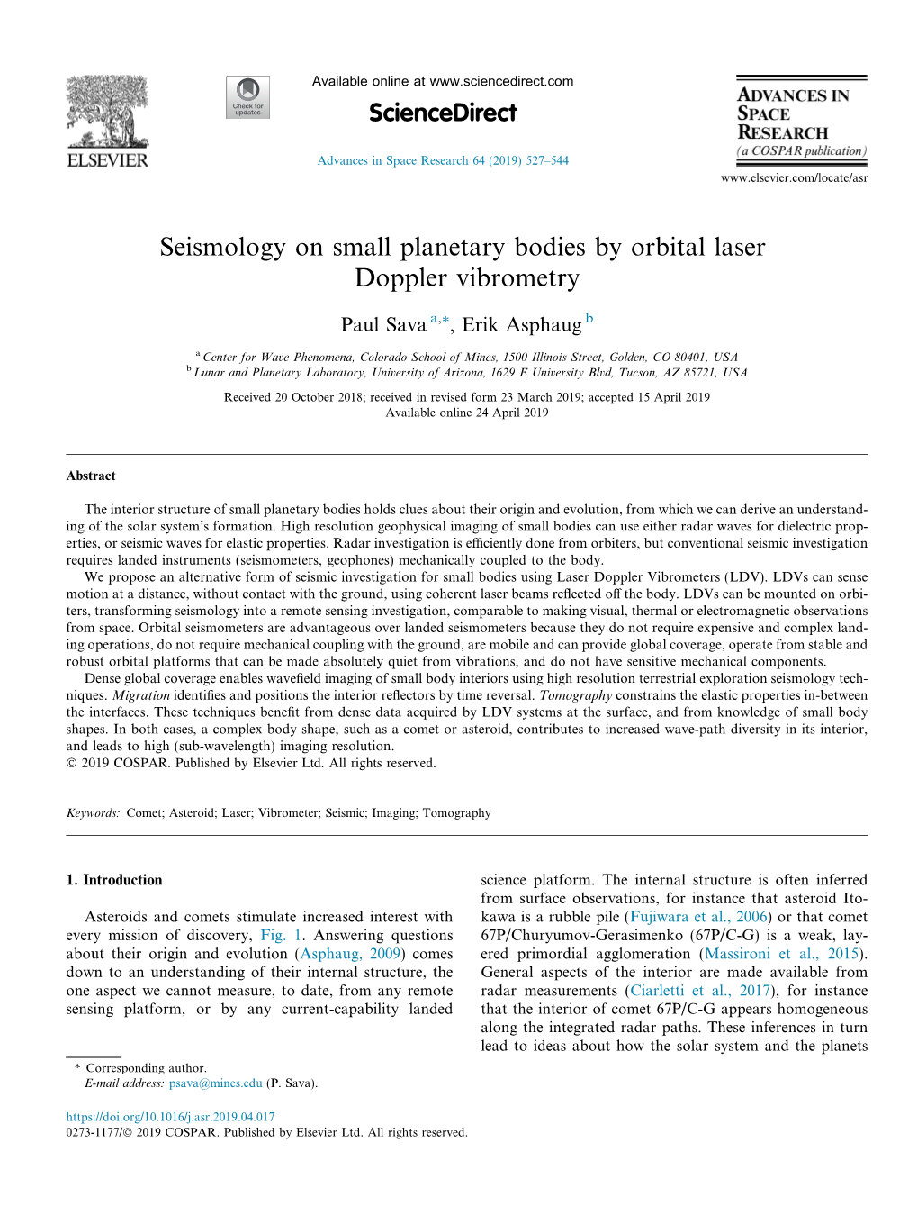 Seismology on Small Planetary Bodies by Orbital Laser Doppler Vibrometry