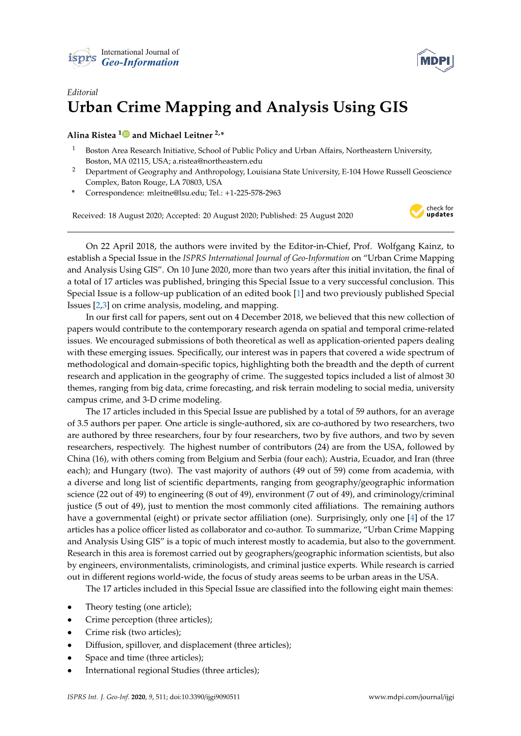 Urban Crime Mapping and Analysis Using GIS