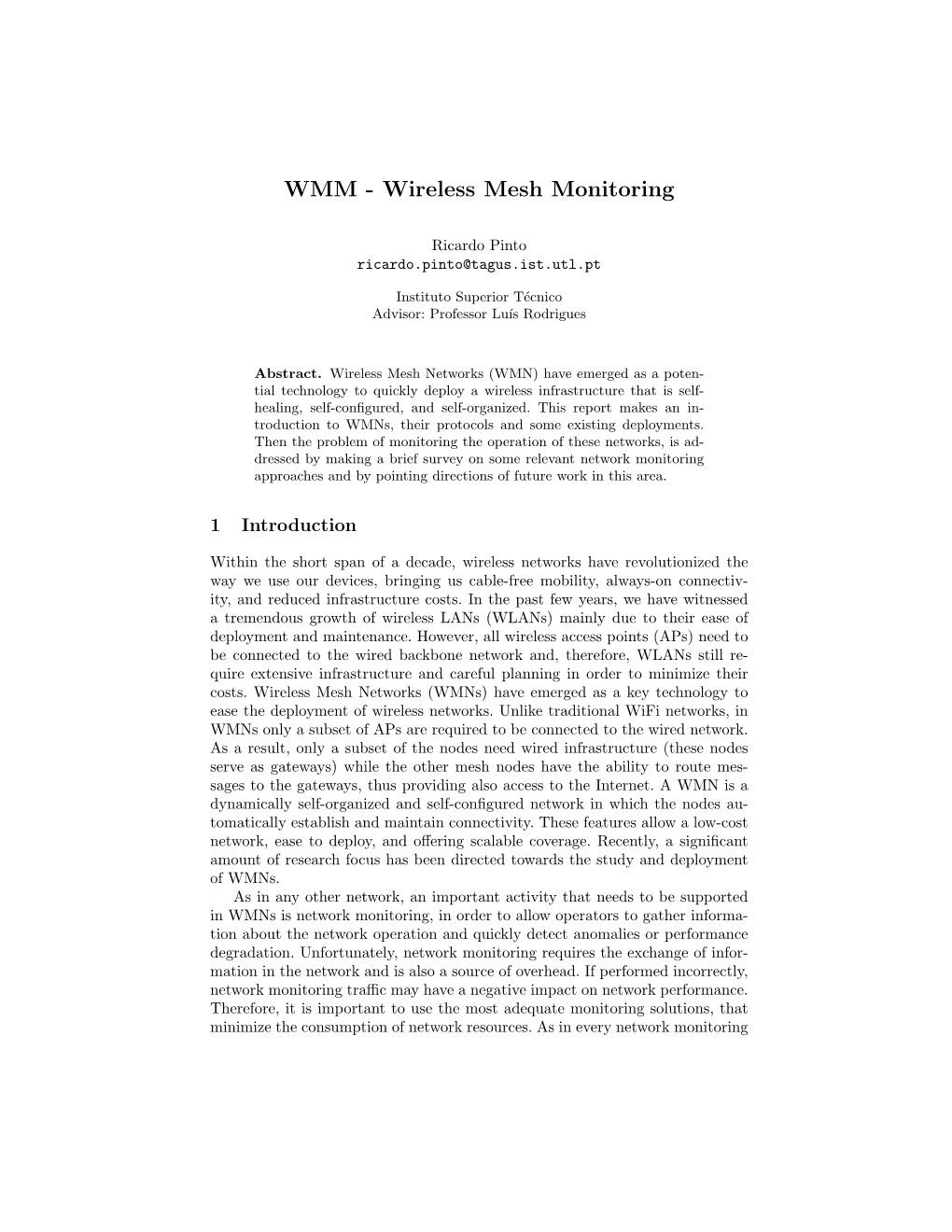 WMM - Wireless Mesh Monitoring
