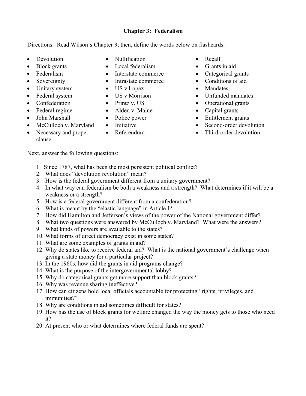 Chapter 3: Federalism