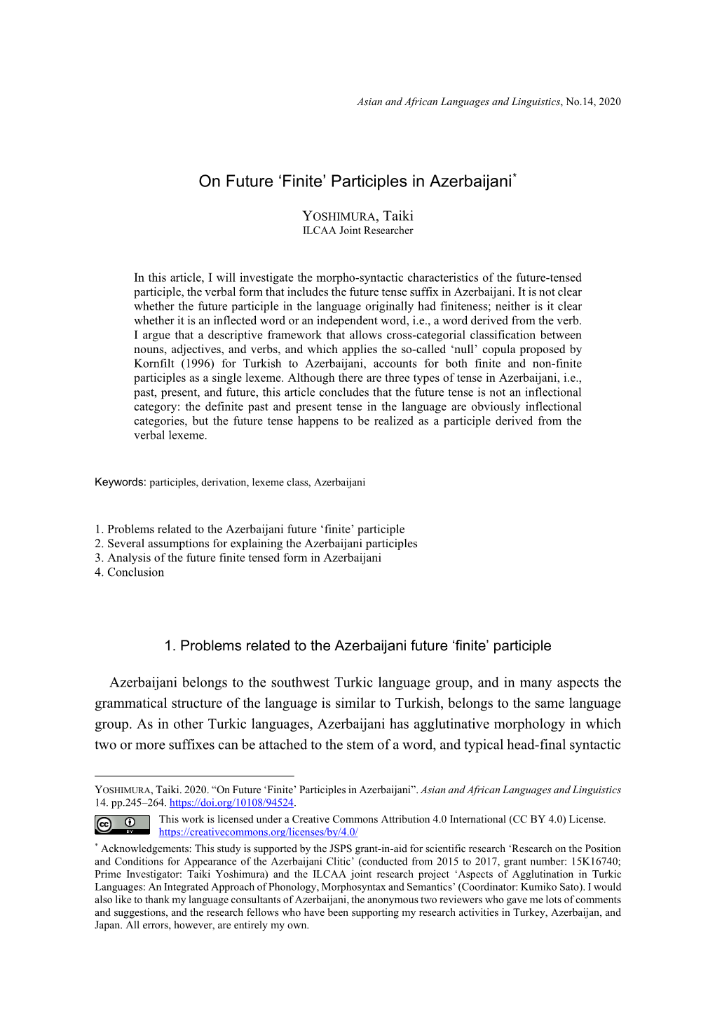 On Future 'Finite' Participles in Azerbaijani