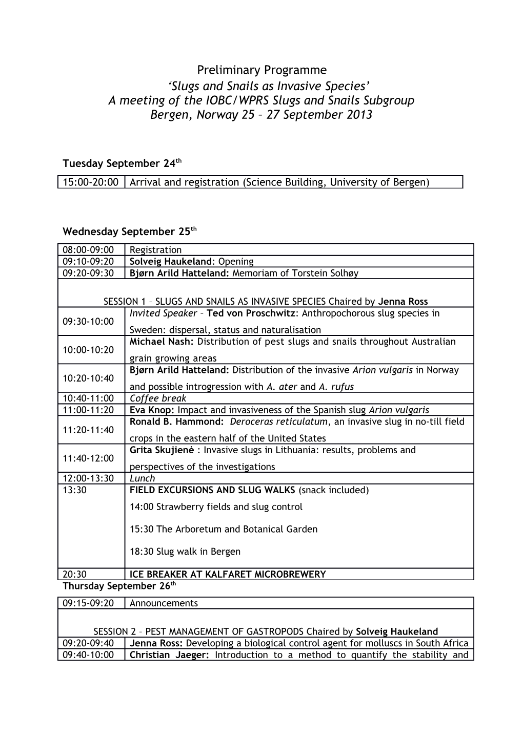 A Meeting of the IOBC/WPRS Slugs and Snails Subgroup