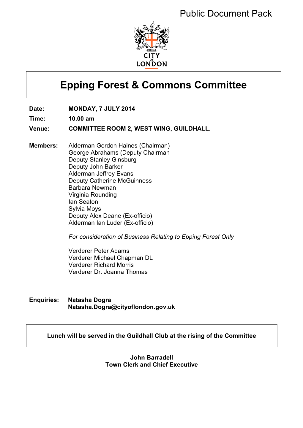 (Public Pack)Agenda Document for Epping Forest & Commons