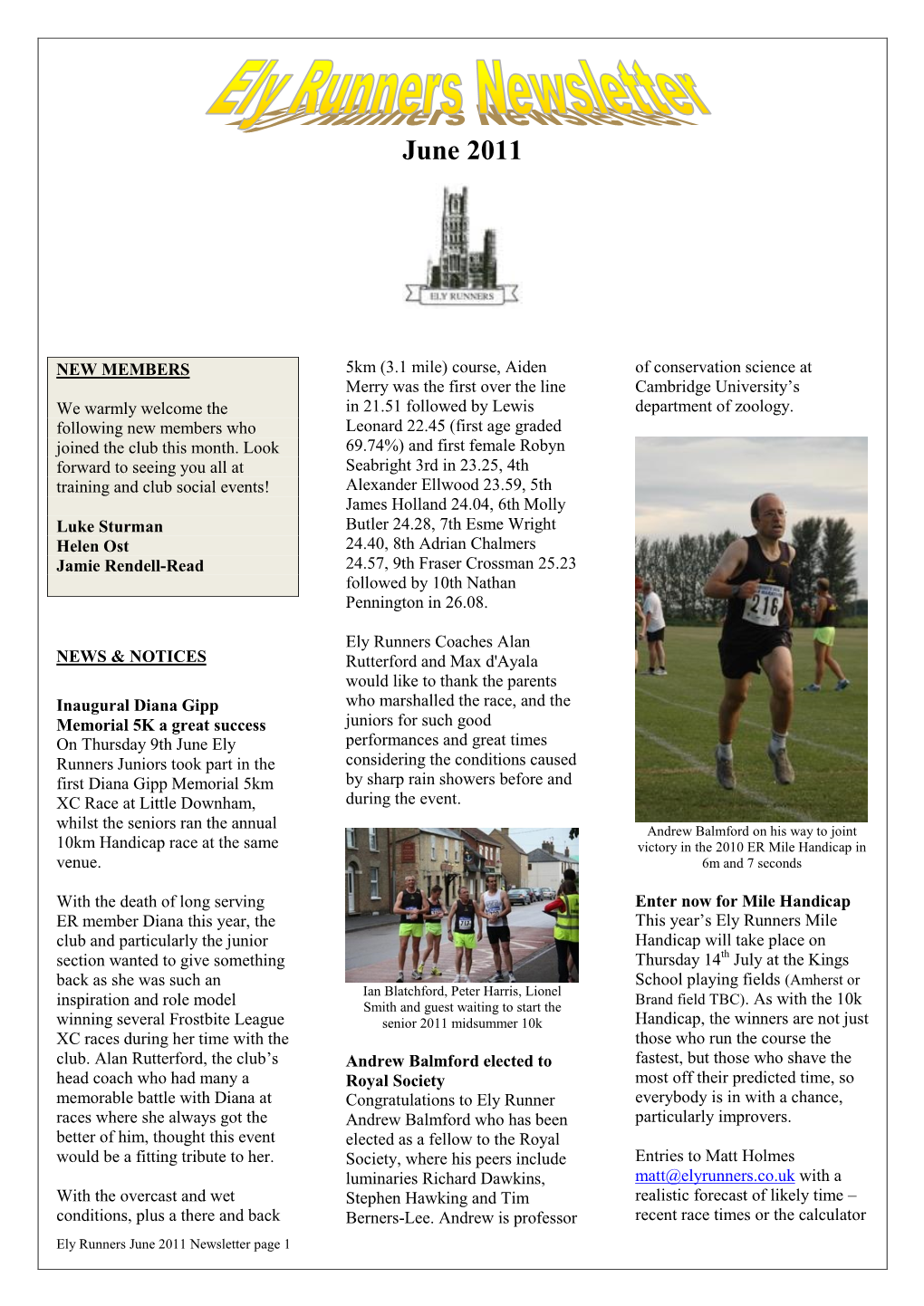 Ely Runners Newsletter
