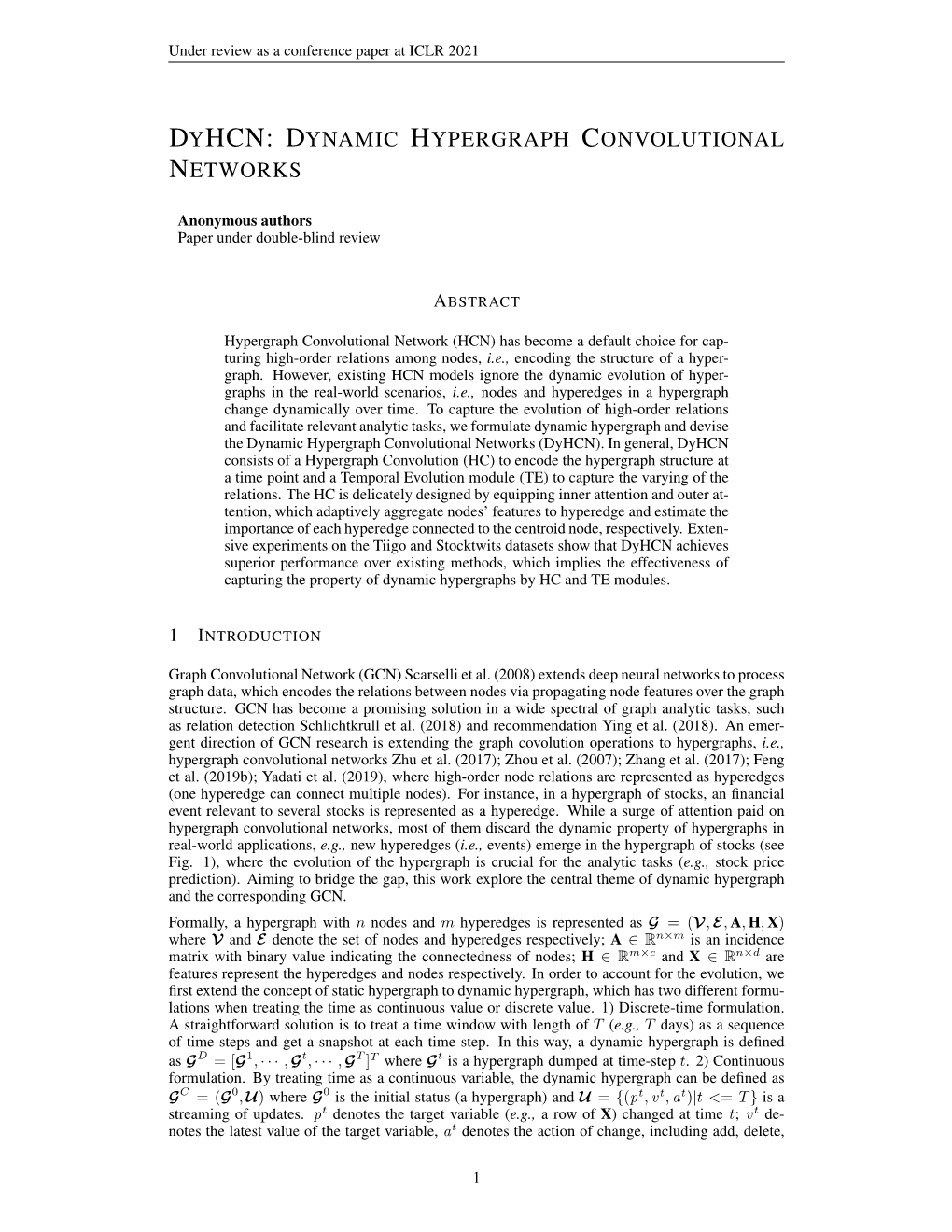 Dyhcn: Dynamic Hypergraph Convolutional Networks