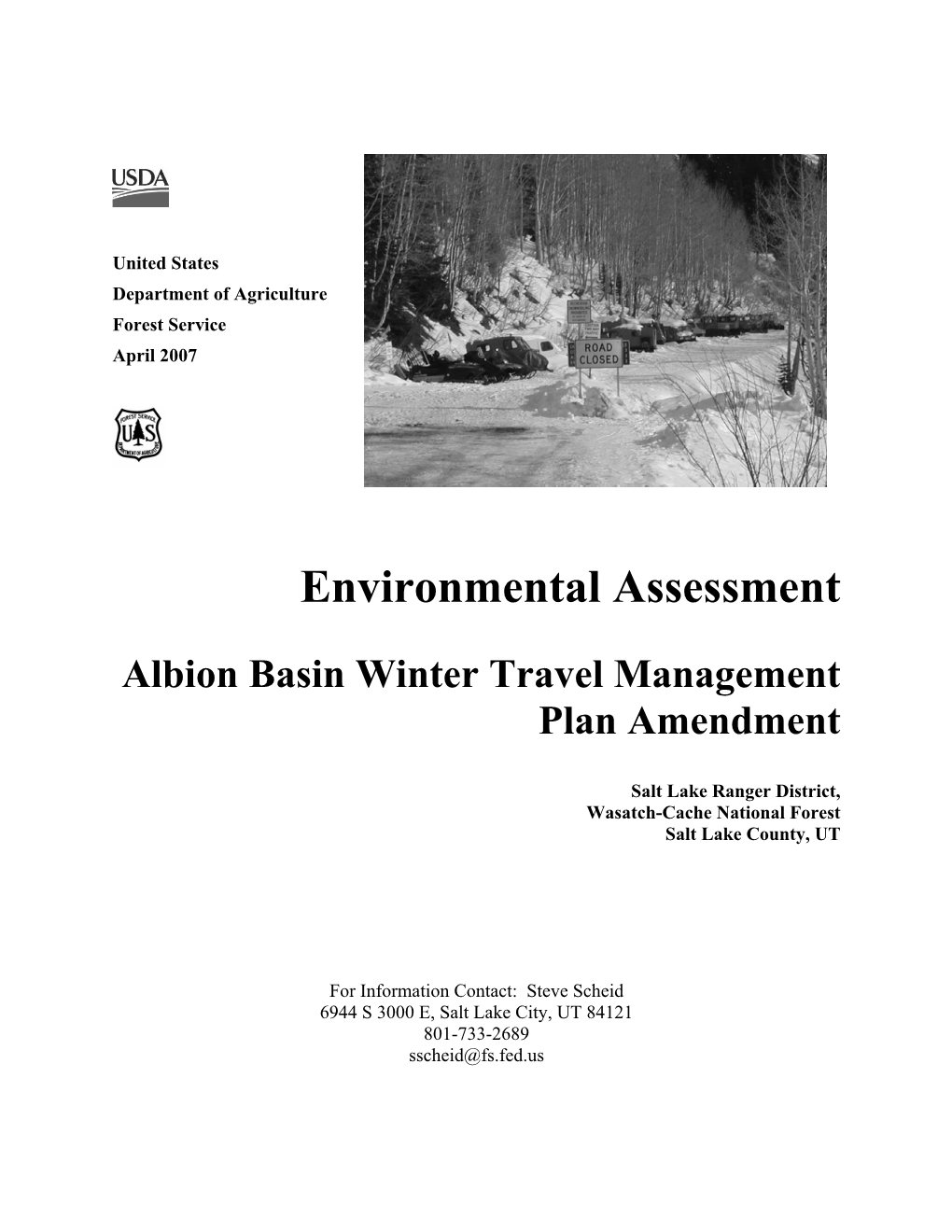 Environmental Assessment Albion Basin Winter Travel Management Plan Amendment