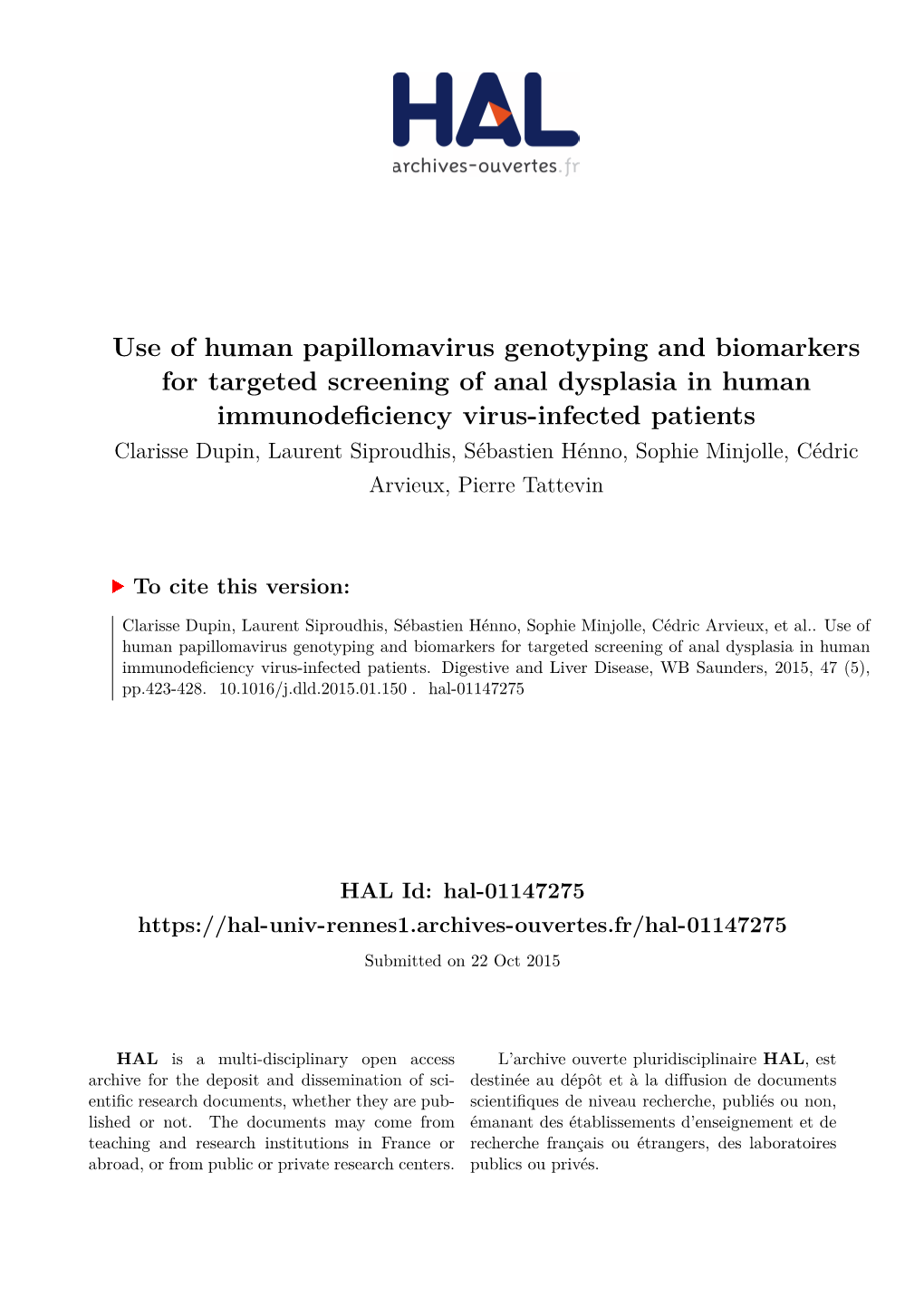 Use of Human Papillomavirus Ge