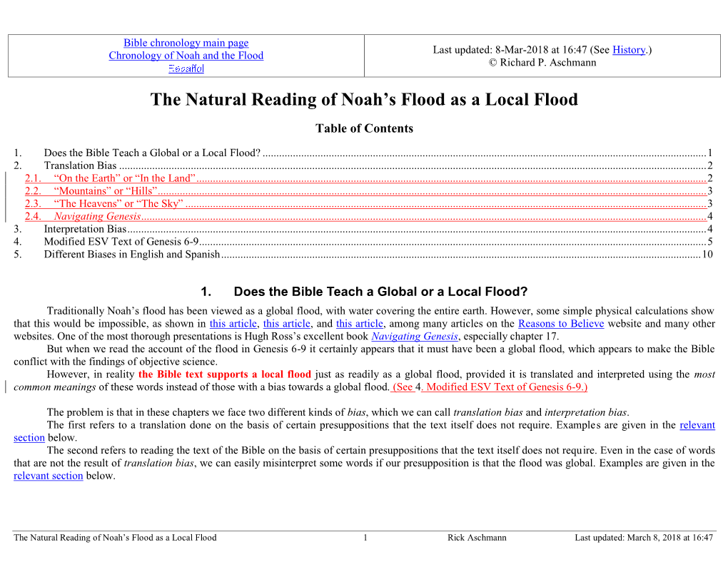 The Natural Reading of Noah's Flood As a Local Flood