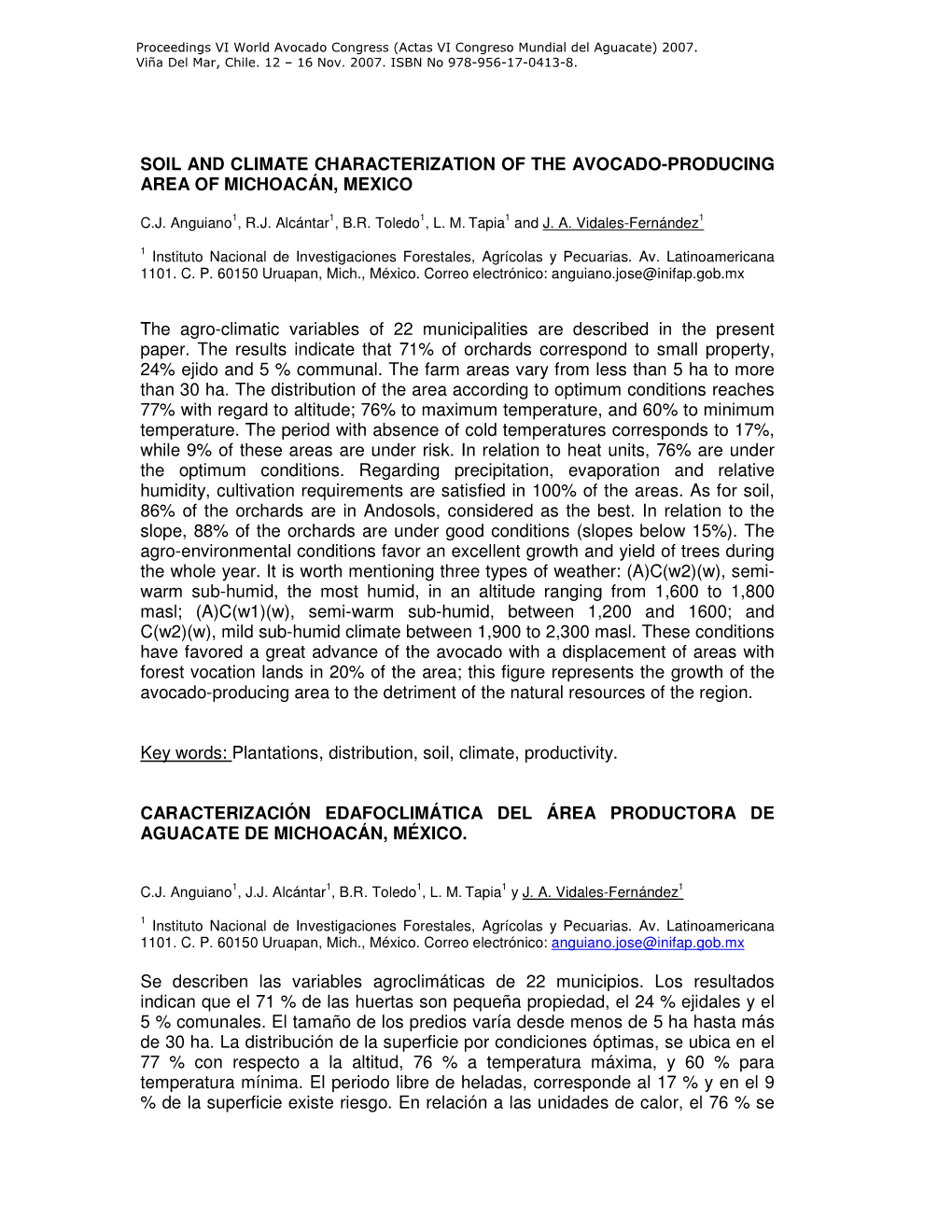 Soil and Climate Characterization of the Avocado-Producing Area of Michoacán, Mexico