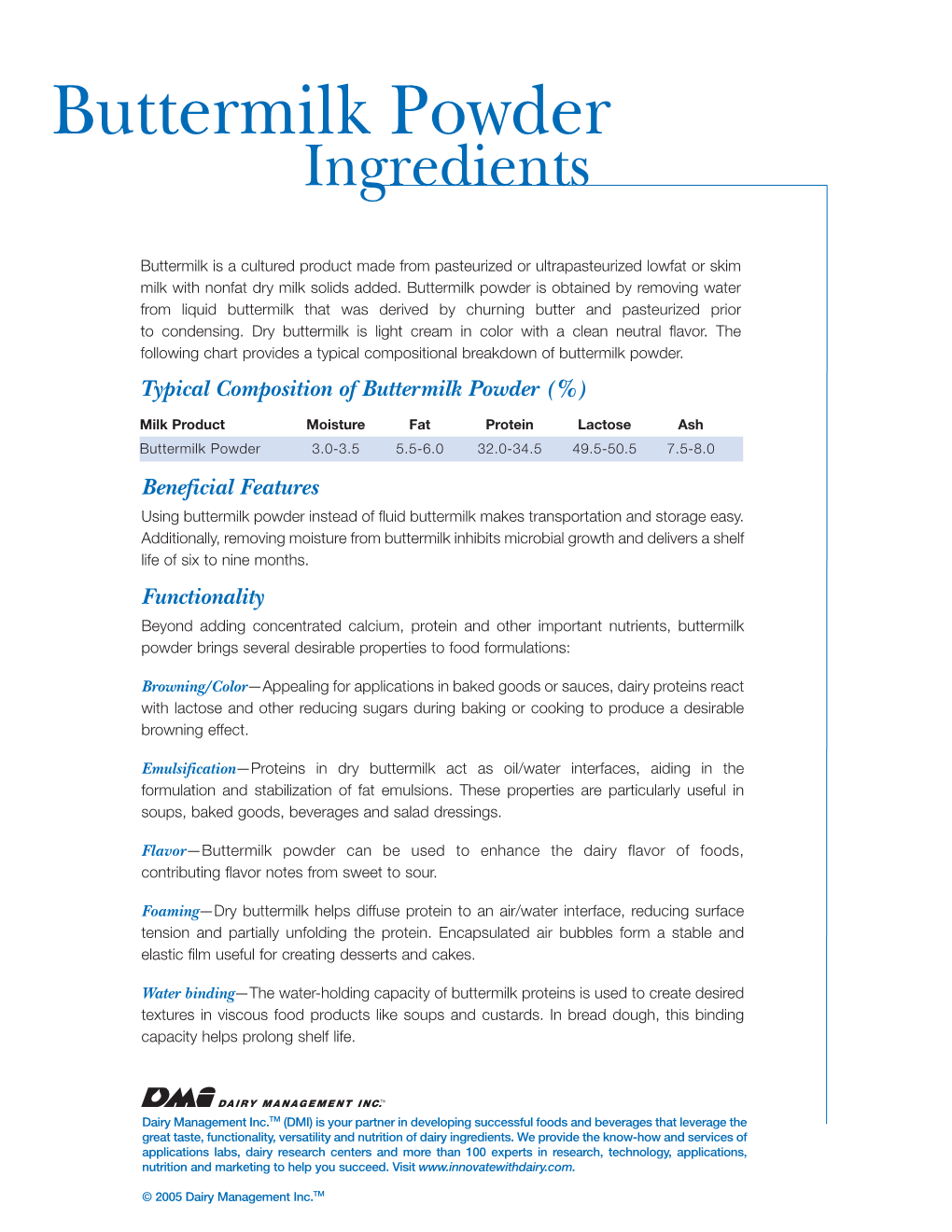 Buttermilk Powder Ingredients