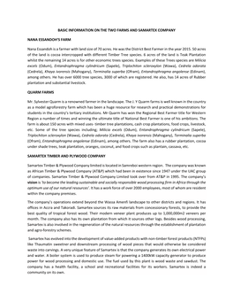 Basic Information on the Two Farms and Samartex Company