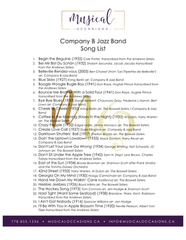 Company B Song List