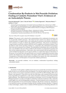 Condensation By-Products in Wet Peroxide Oxidation: Fouling Or Catalytic Promotion? Part I