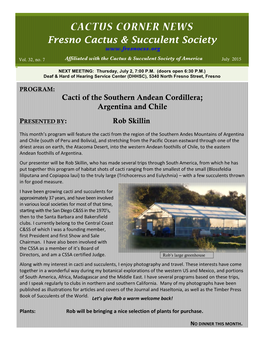 CACTUS CORNER NEWS Fresno Cactus & Succulent Society