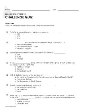 Challenge Quiz
