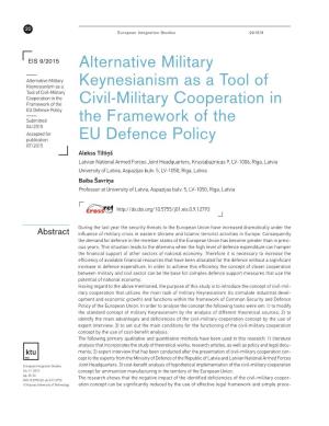 Alternative Military Keynesianism As a Tool of Civil-Military Cooperation In