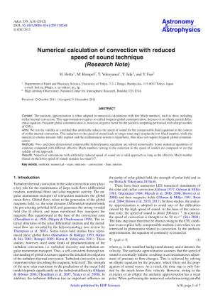 Numerical Calculation of Convection with Reduced Speed of Sound Technique (Research Note)