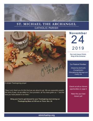 ST. MICHAEL the ARCHANGEL CATHOLIC PARISH November 24 2 0 1 9