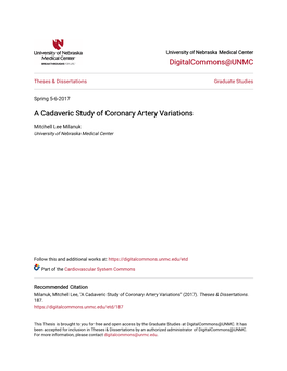 A Cadaveric Study of Coronary Artery Variations