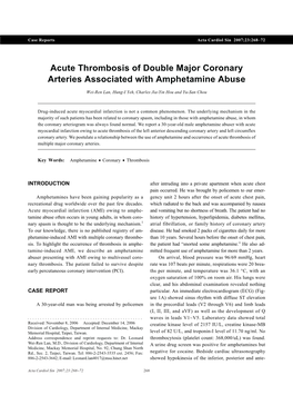 Acute Thrombosis of Double Major Coronary Arteries Associated with Amphetamine Abuse