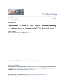 The Effect of Credit Cards on Consumer Spending in the United States in the Second Half of the Twentieth Century