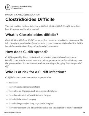 Clostridioides Difficile