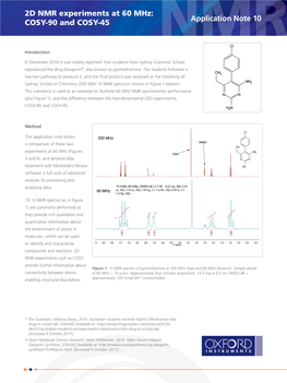 2D NMR Experiments at 60Mhz: COSY-90 and COSY-45 App Note 10