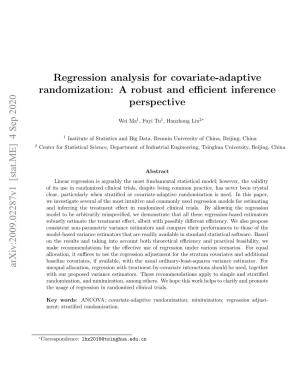 Regression Analysis for Covariate-Adaptive Randomization: a Robust and Efficient Inference Perspective