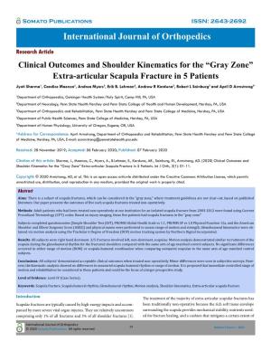 Clinical Outcomes and Shoulder Kinematics for the Gray Zone Extra-Articular Scapula Fracture in 5 Patients