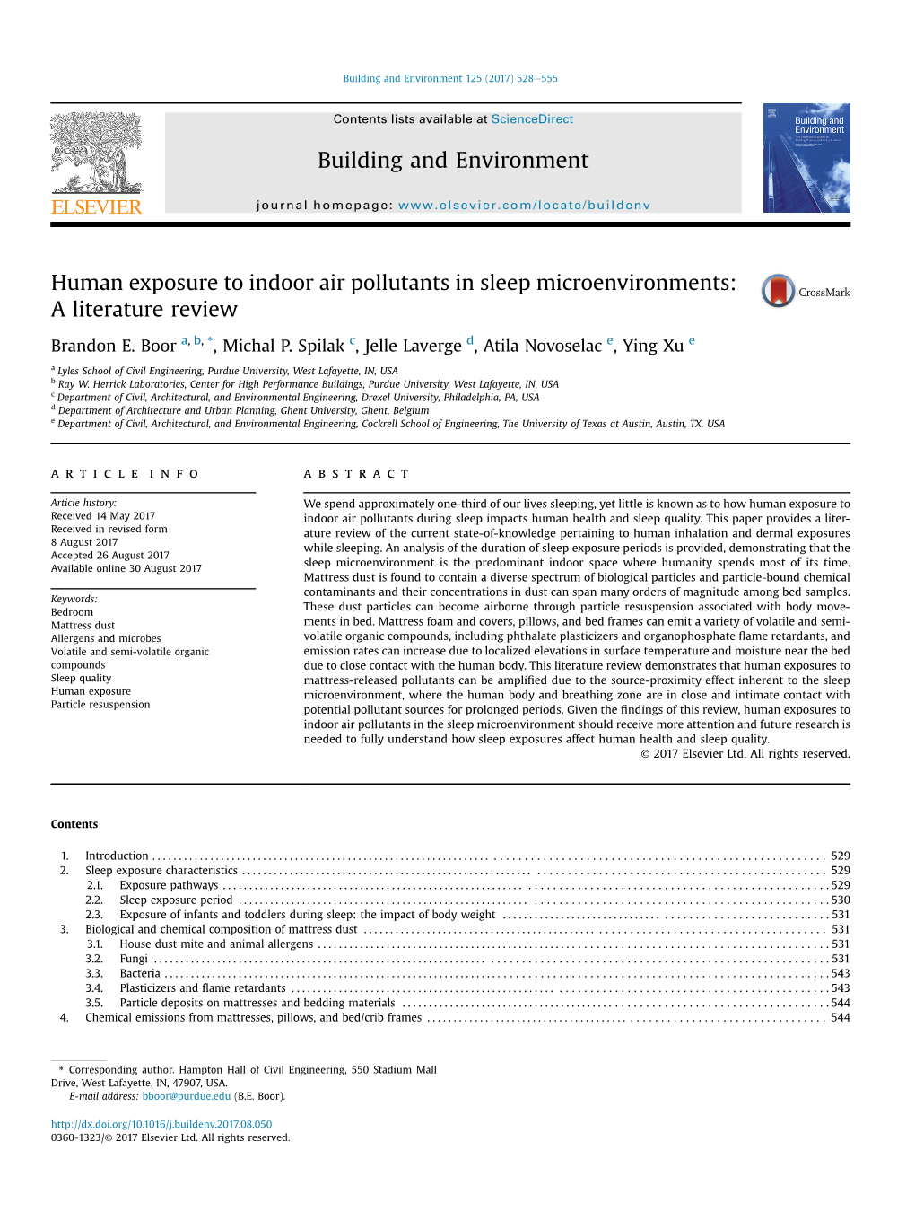 Human Exposure to Indoor Air Pollutants in Sleep Microenvironments: a Literature Review