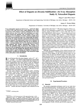 Effect of Dopants on Zirconia Stabilization—An X-Ray Absorption