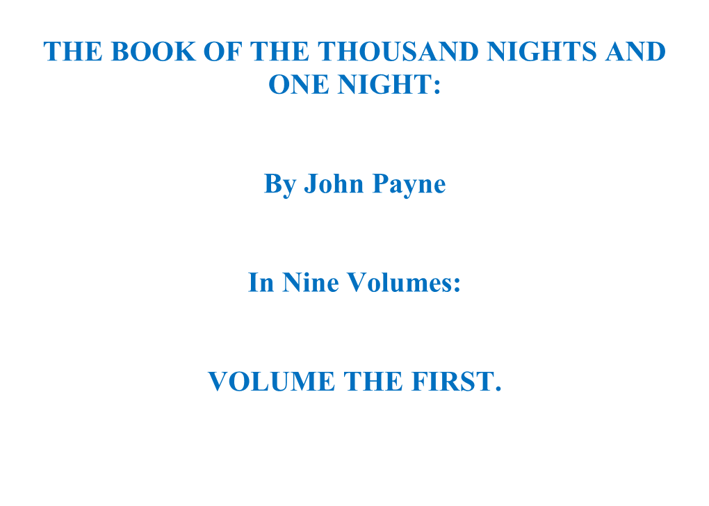 1001 Nights Volume 1