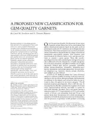 A PROPOSED NEW CLASSIFICATION for GEM-QUALITY GARNETS by Carol M