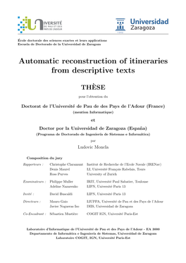 Automatic Reconstruction of Itineraries from Descriptive Texts
