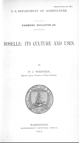 Roselle: Its Culture and Uses